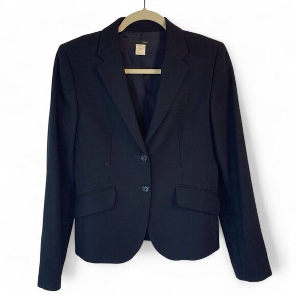 Vintage J. Crew Wool 2 Button Black Blazer Size 4 Made in Japan Jacket - Picture 1 of 8